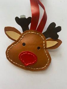 Kangaroo Leather Reindeer Christmas Ornament/Bag Tag