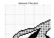 Blackwork T-Rex Skull Cross Stitch Kit