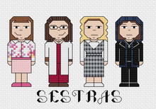 Orphan Black cross stitch pattern PDF only - Sestras - Tatiana Maslany - with Alison Hendrix, Cosima Niehaus, Sarah Manning and Helena!