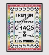 Caffeine Chaos and Cuss Words - Cross Stitch pattern - PDF