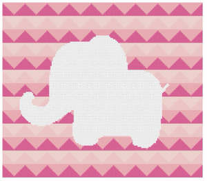 Baby Elephant Outline on Pink Geometric Background Cross Stitch Pattern