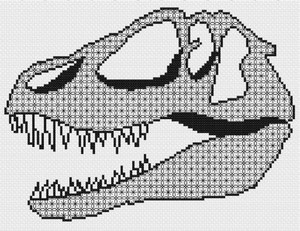 Blackwork Embroidery T-Rex Skull PDF Pattern