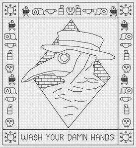 Plague Doctor - Wash Your Damn Hands - Blackwork PDF pattern