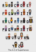 The A-Z of Superheroes Cross Stitch PDF pattern only