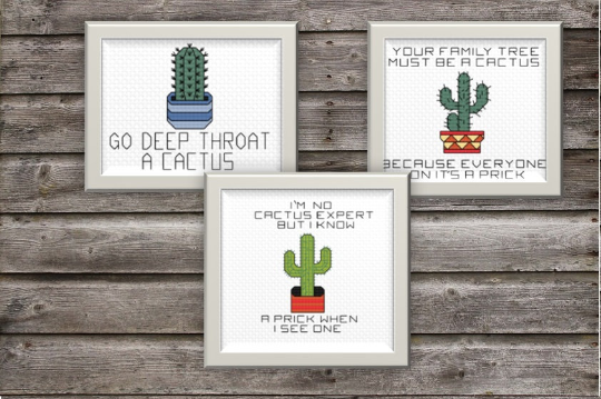 Insulting Cactus Cross Stitch Pattern