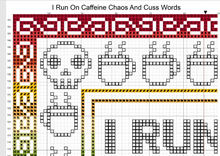 Caffeine Chaos and Cuss Words - Cross Stitch pattern - PDF