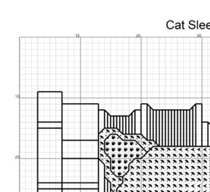 Cat Sleeping On Books Cross Stitch Pattern