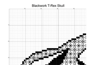 Blackwork Embroidery T-Rex Skull PDF Pattern