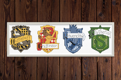 Harry Potter Hogwarts House Crest Cross Stitch Pattern PDF ONLY